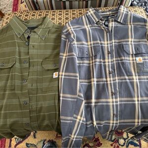 Carhartt Flannel Green, Gray and Yellow Plaid Shirts